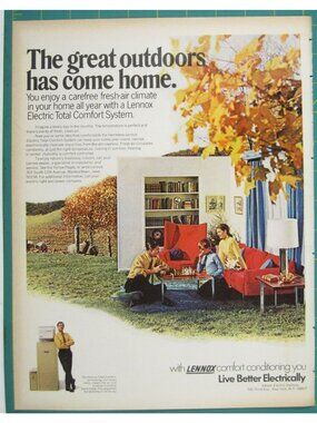 Print Ad Lennox Electric Comfort System Fresh-Air Heating Cooling MOD 1960s